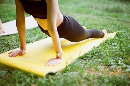 Finding your center in the back gardens at Stanton House Inn, one of the best yoga studios in Greenwich CT