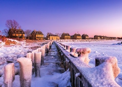 One of the beach towns in New Jersey on Sandy Hook Bay in winter