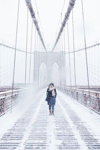 Brooklyn Bridge in the middle of the winter