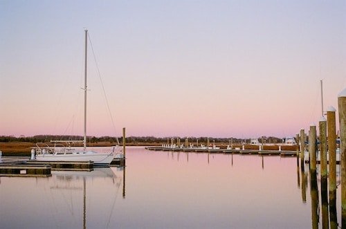 Sunset over the harbor in Cape May, at the southern tip of the Jersey Shore