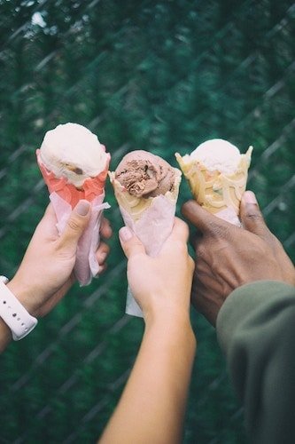 Best Ice Cream In Ct: Top 13 Most Unique Spots 2 Waffle cones from one of the best ice cream places in Connecticut, featuring colorful ice cream cones with fun flavors.