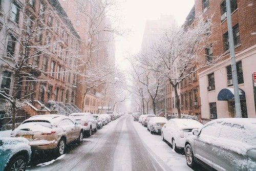 Snow on an Upper West Side street