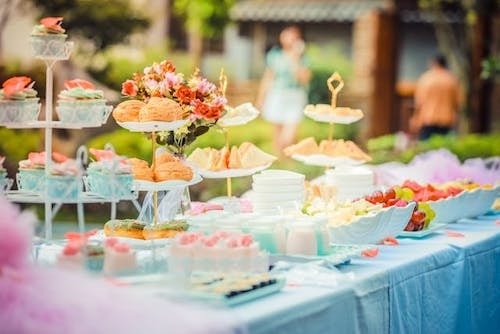 Catered meal after the wedding ceremony on the actual wedding date