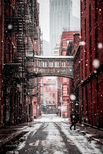 Winter walk through the streets of New York in February