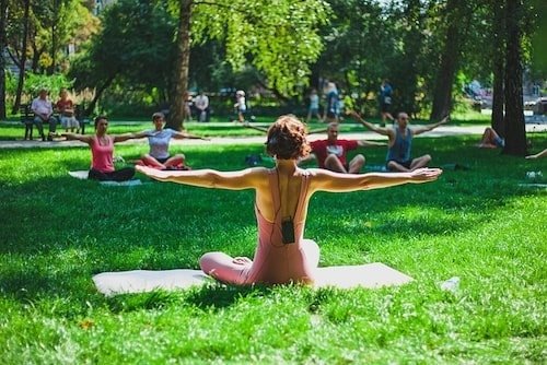 Outdoor yoga studio for a spring visit