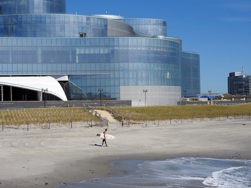 View from the Atlantic City boardwalk, the most famous of the New Jersey shore towns on the East Coast