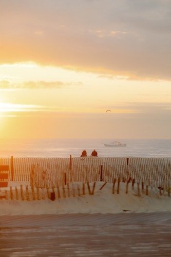 Sunrise over the shoreline of Belmar, NJ