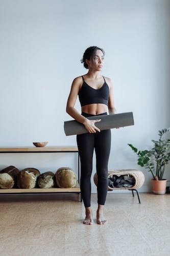 Woman ready to find peace and practice yoga at Mohonk Mountain House near the Catskill Mountains