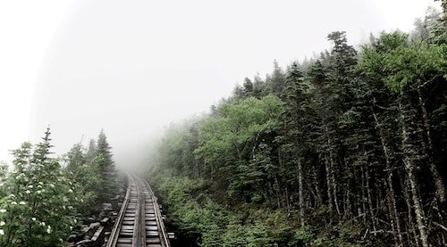 A train ride through the misty White Mountains on the Granite State Scenic Railway