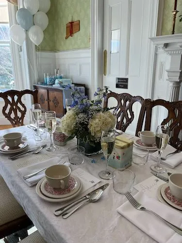 Unique tea party venue with a whimsical decor, perfect for special occasions like a bridal shower