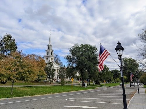 The town green of New Milford, Connecticut