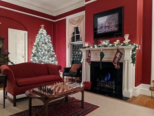 Tree and decorations out for the holidays at Stanton House Inn, a recent highlight from Yankee Magazine