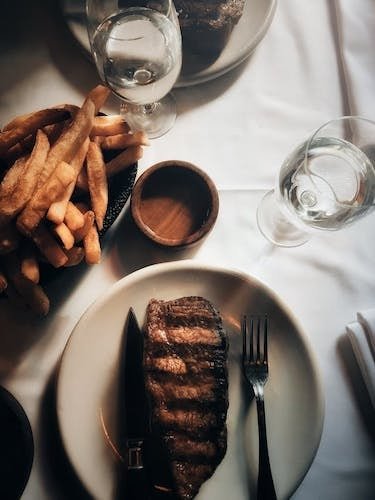 A steakhouse place setting in Greenwich, CT.