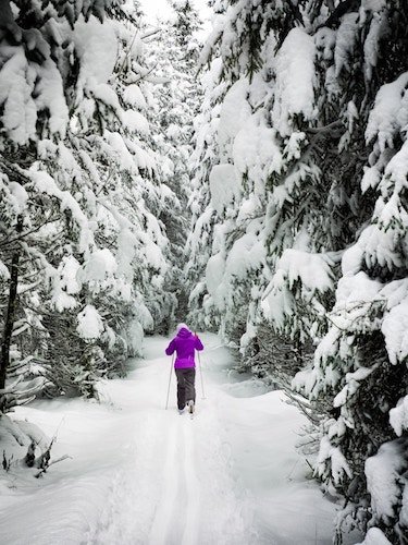 cross country skiing is one of the most popular winter sports in the ski towns of New Hampshire on New England winter getaways