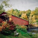 Best Places To Visit In Connecticut In The Fall: Top 23 Most Unique Spots 16 West Cornwall covered bridge surrounded by the most stunning fall colors in one of the best places to visit in Connecticut in the Fall