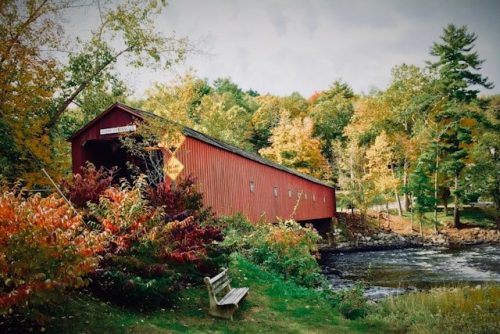 Covered bridge in Cornwall, in the Litchfield Hills of Connecticut