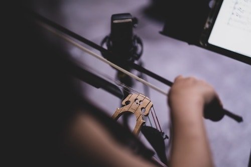 Member of a local orchestra performing