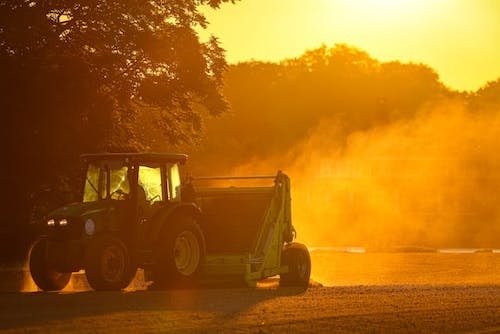 Tractor at sunset