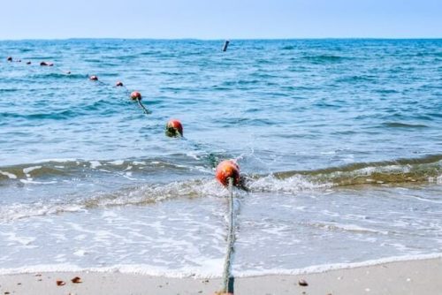 buoys at the beach in Old Lyme