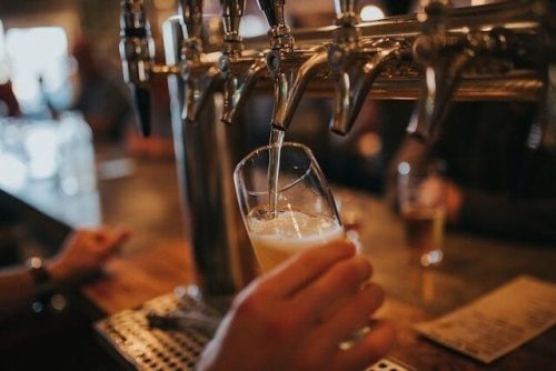Pouring an ale at a brewery near Saybrook Point, where the Connecticut River meets Long Island Sound
