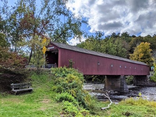 Covered bridge in Cornwall, a great spot for fresh air and fall foliage later in the year