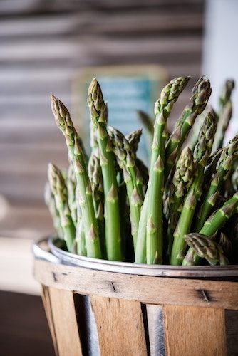 Asparagus at a farmer's market in May