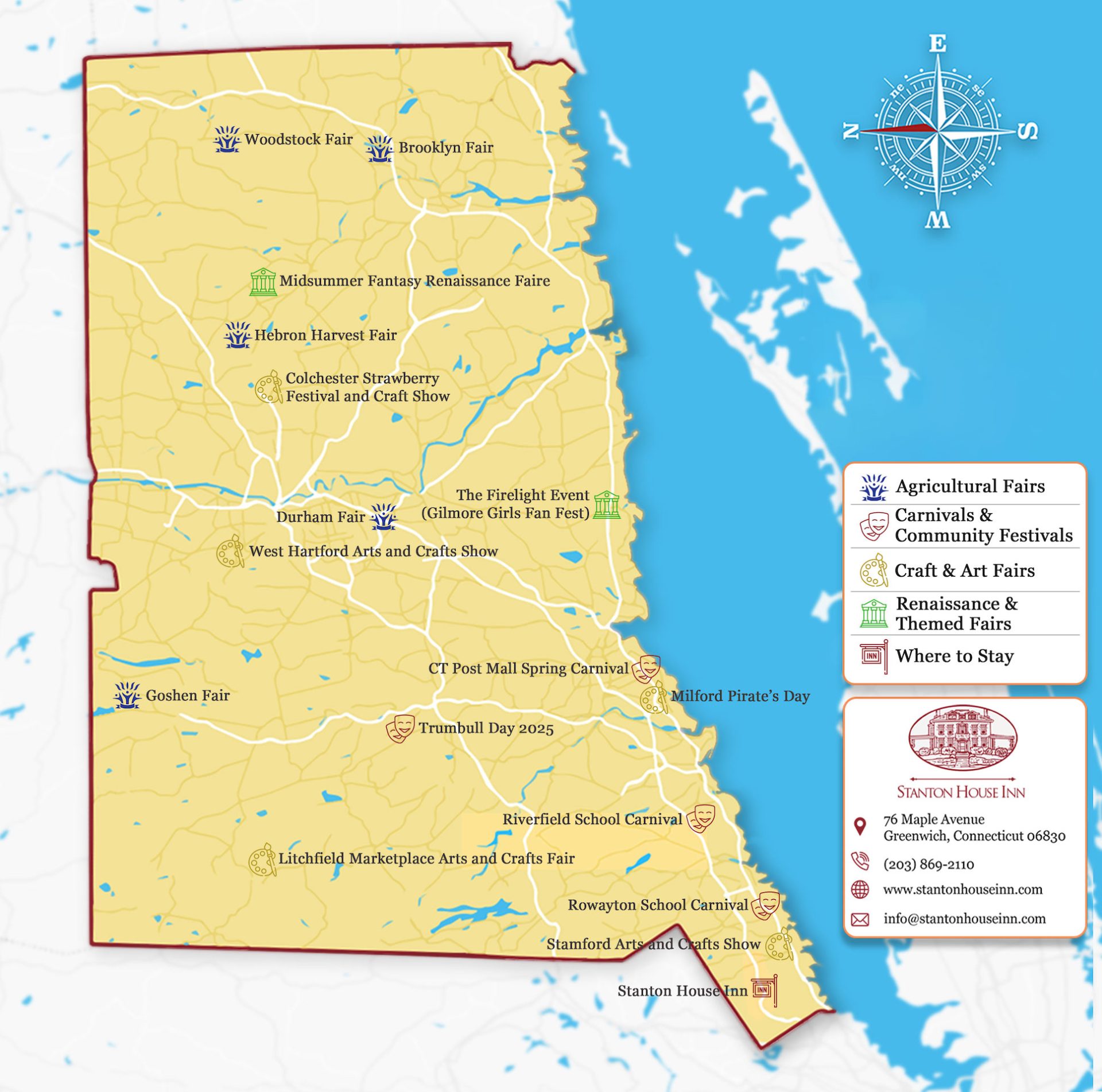 Map of the best Connecticut Fairs across the state