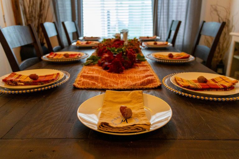 Place settings all ready for Thanksgiving in New England