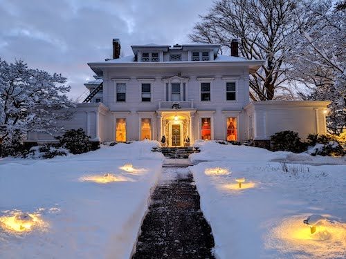 Exterior of Stanton House Inn during winter break