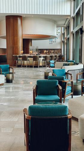 More expansive, impressive, yet distant design in a modern luxury hotel