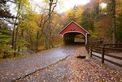 Covered bridge to Franconia Notch State Park, in Lincoln, NH, close to North Conway, New Hampshire