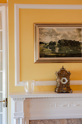 Charming fireplace mantel at a great bed and breakfast