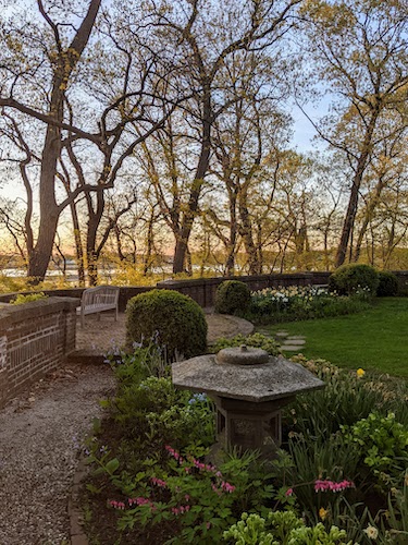 beautiful seaside garden in spring in Old Greenwich