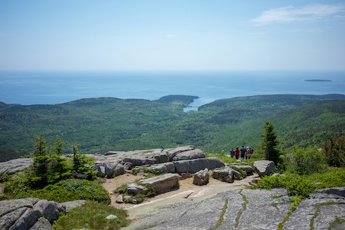 View of the Atlantic Ocean from the top of Cadillac Mountain in Acadia National Park