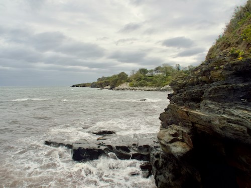 Newport Cliff Walk with stormy waves below