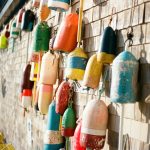 Lobster buoys on a wall in Old Port