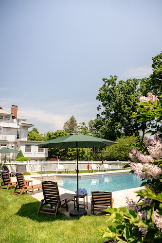 Pool towels on chairs at Stanton House Inn